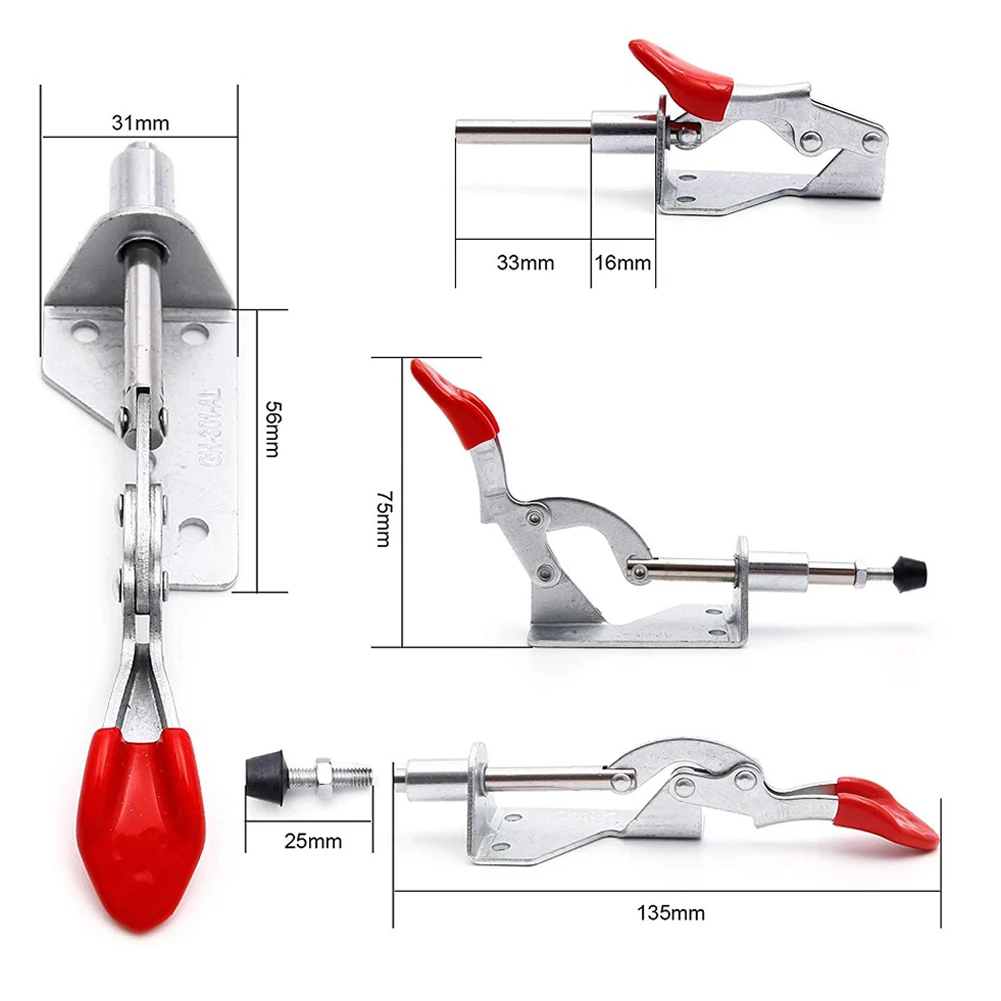 

1pc 90Kg Antislip Vertical Toggle Clamp GH-301-AL Covered Handle Force Push-pull Clamps Quick Release Hand Heavy Duty Tools