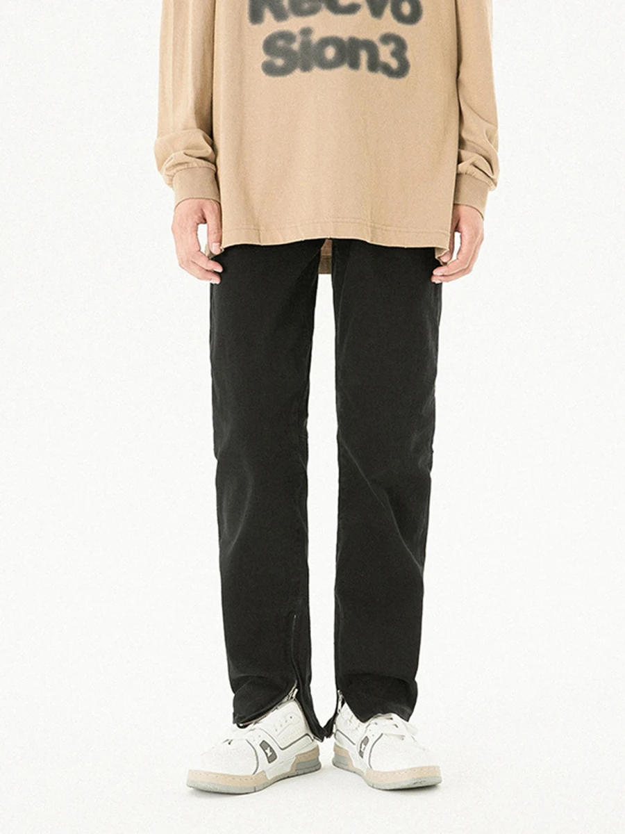 European and American Fashion Men Trousers Zipper High Street Jeans Men's Ins American Straight Trousers Streetwear Ins Hot Sale