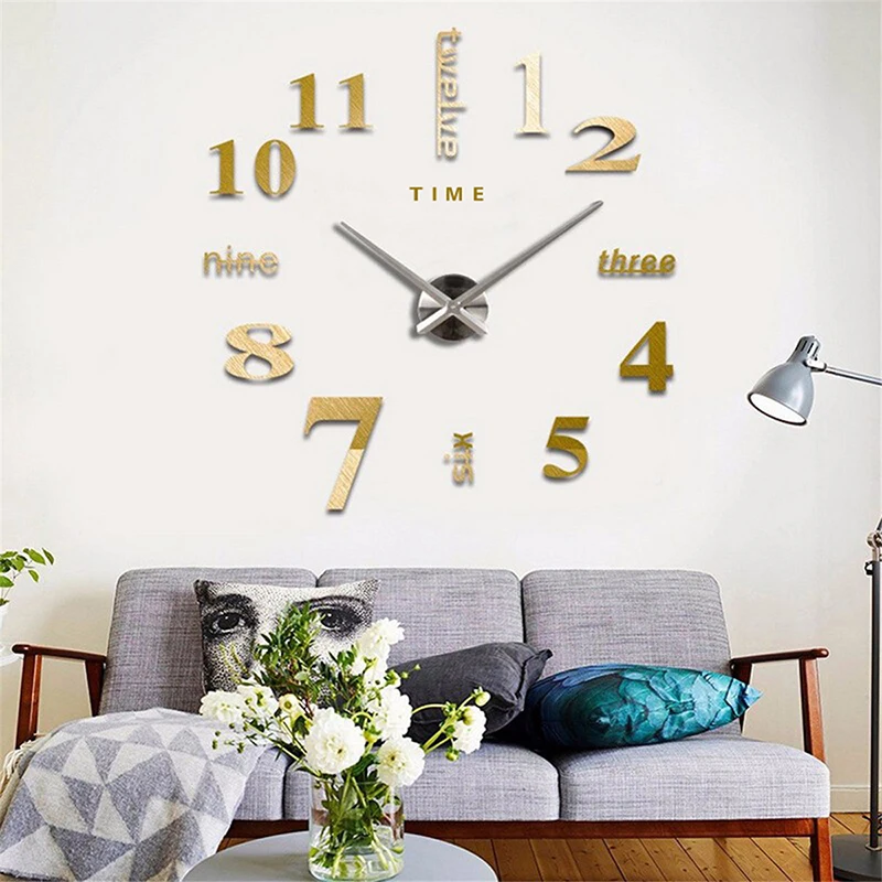 

3D Wall Clock Mirror Wall Stickers Creative DIY Wall Clocks Removable Art Decal Sticker Home Decor Living Room Quartz Needle Hot