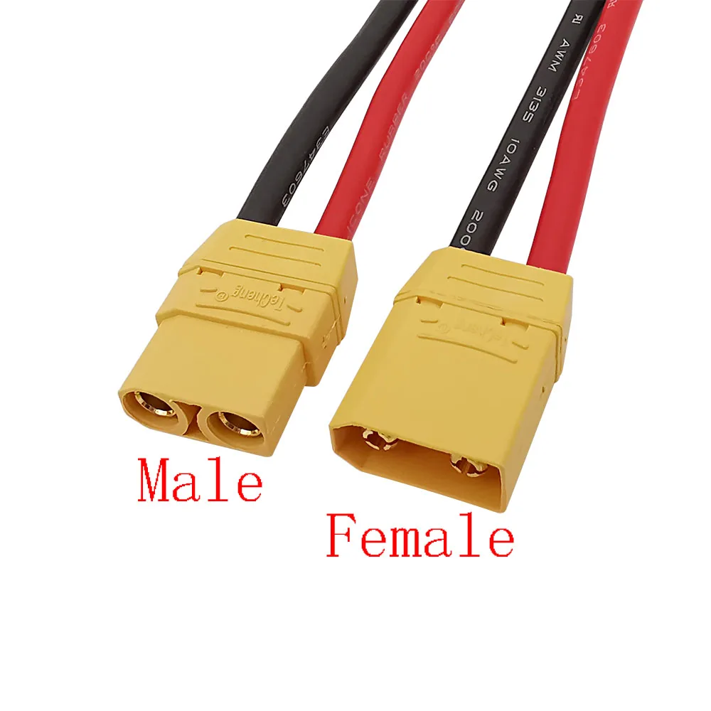

1Pcs XT90 XT90U Male Plug / Female Jack Connector With 10CM 10AWG Silicone Wire for RC Lipo Battery Drone Car Boat Toy DIY