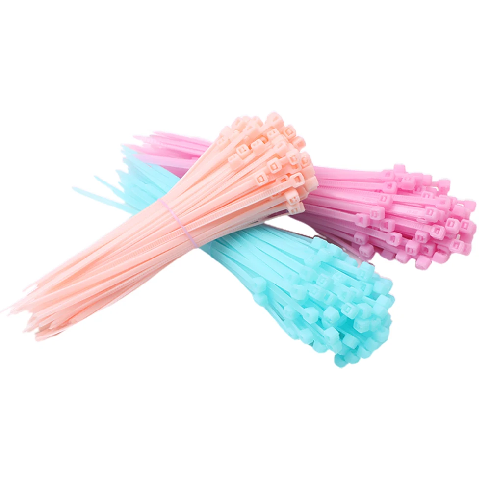 100 шт. разноцветные пластиковые кабельные стяжки ремешок скрепки 102 мм х 2