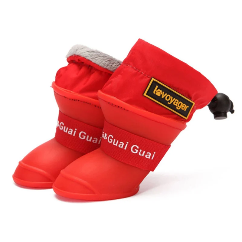 

Rain Dog Snow Medium Anti-slip Shoes Lined 4pcs/set Rubber Dog Fleece Waterproof Boots Pet Adjustable Small Dogs Boots For Rain
