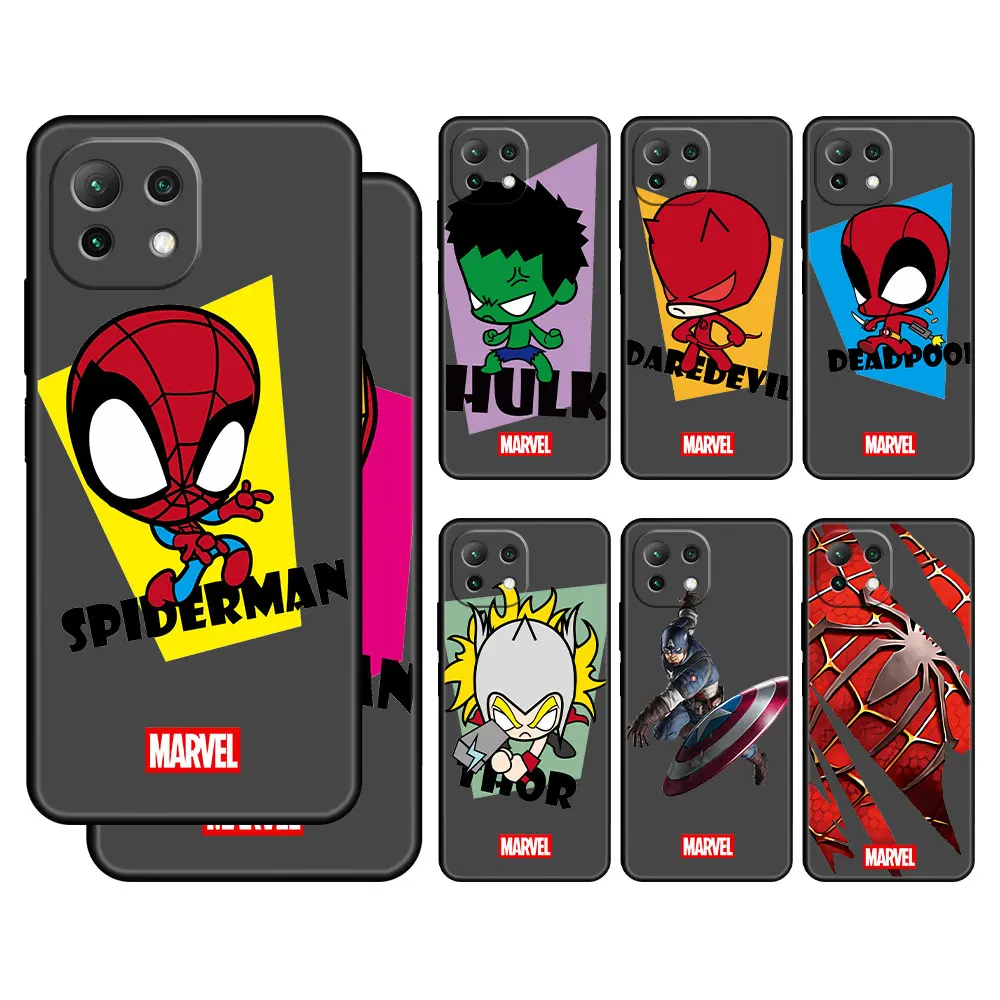 

TPU Silicone Celular Case for Xiaomi Redmi Mi 11 10T 11T Lite Pro 12 K40 K50 12X Note Xiaomi12 Marvel Spiderman Ironman Thor
