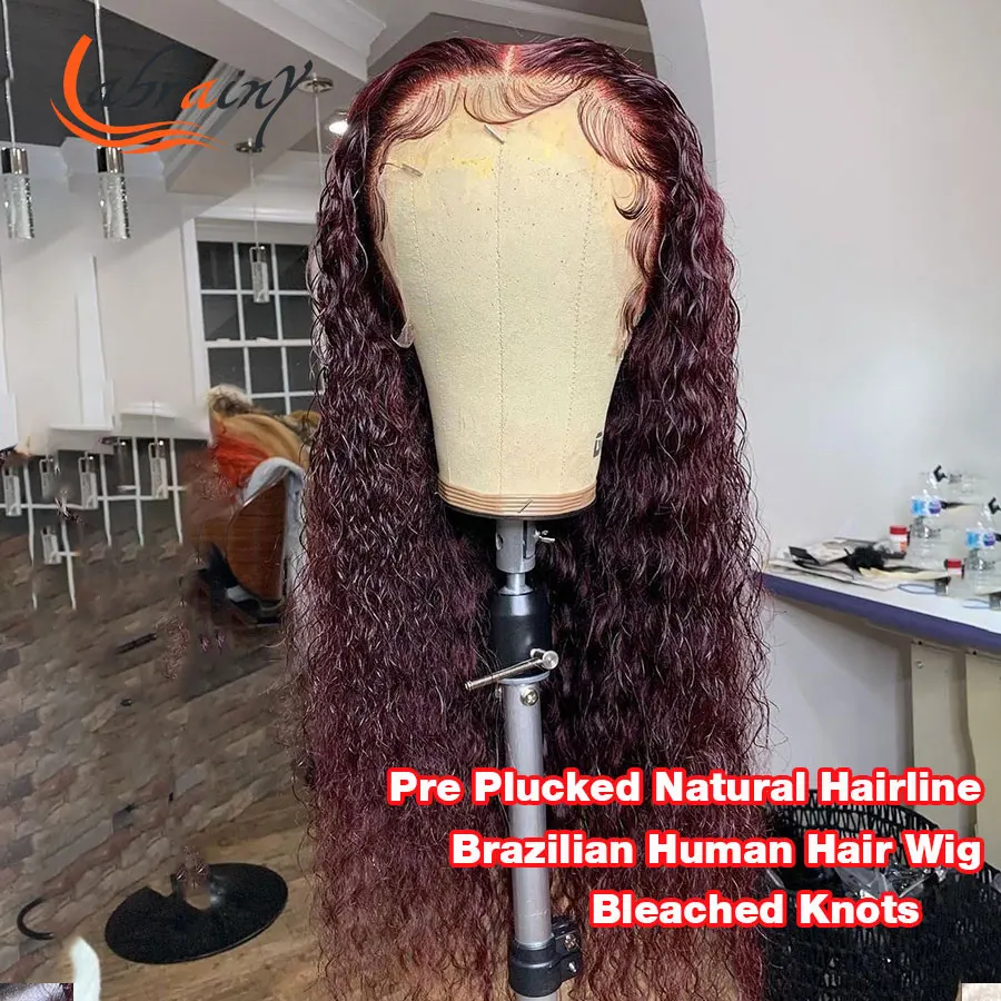 360 бразильские вьющиеся человеческие волосы на сетке спереди парики бордового