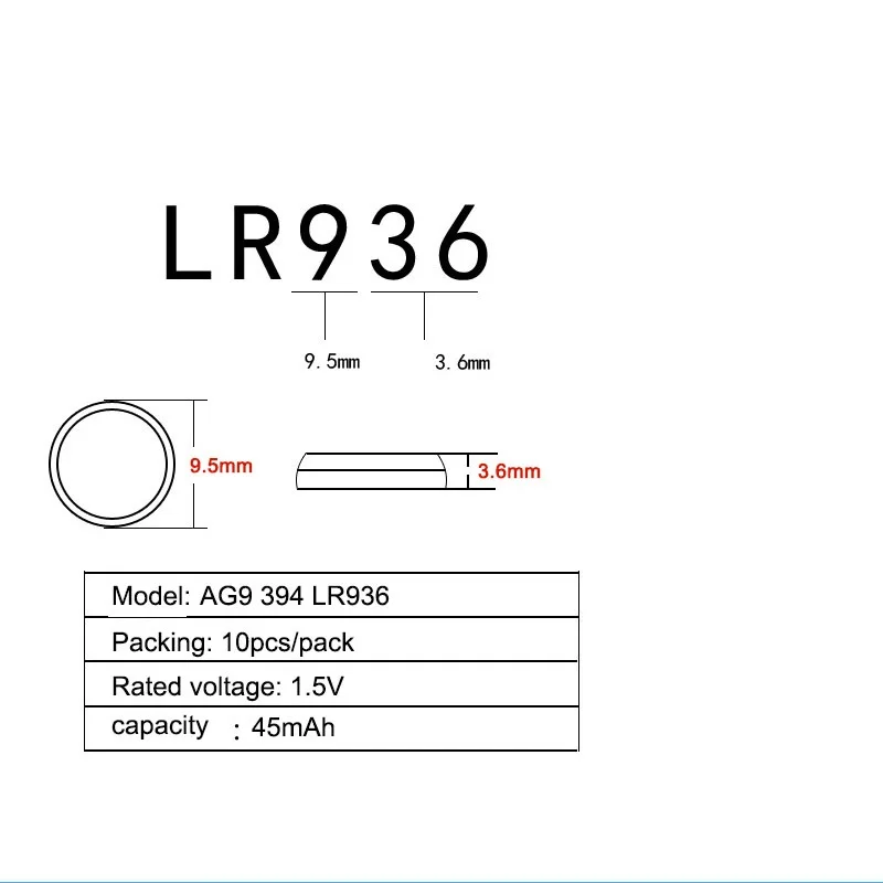 AG9 20 шт./упак. 45 мА/ч SR936SW часы Батарея монета 1 55 V SR936 936A 394 194 394-1 Вт светодиодные