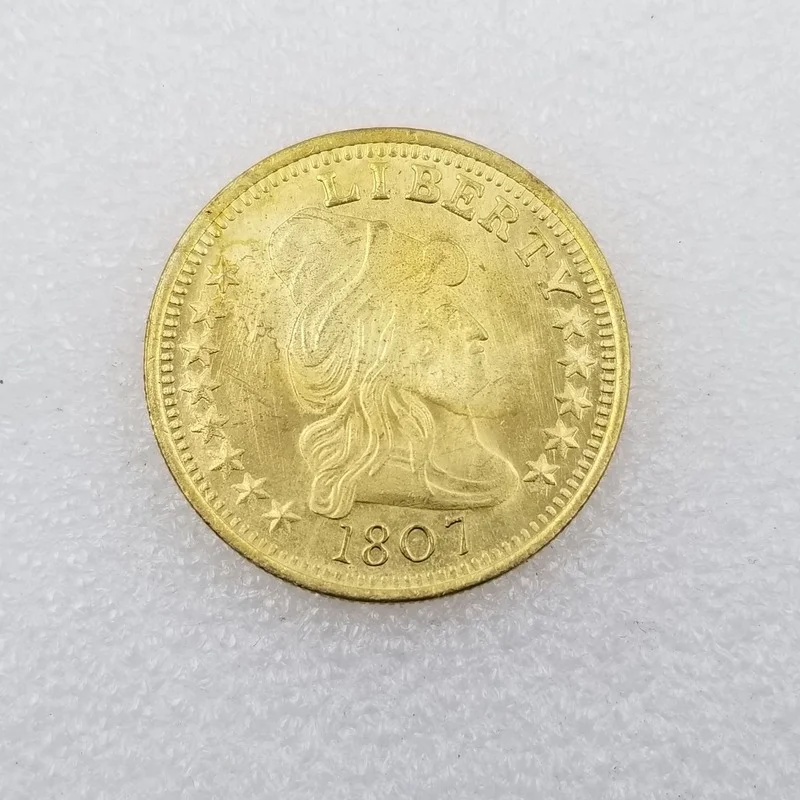 

American 1807 Brass Gold-plated Commemorative Collectible Coin Gift Lucky Challenge Coin