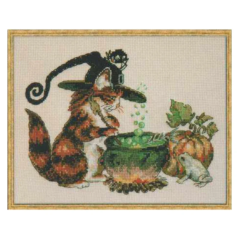 Amishop Gold Collection Прекрасный набор для вышивки крестом Nimue Nium Le Charabosse Cat Wizard Kitten Kitty