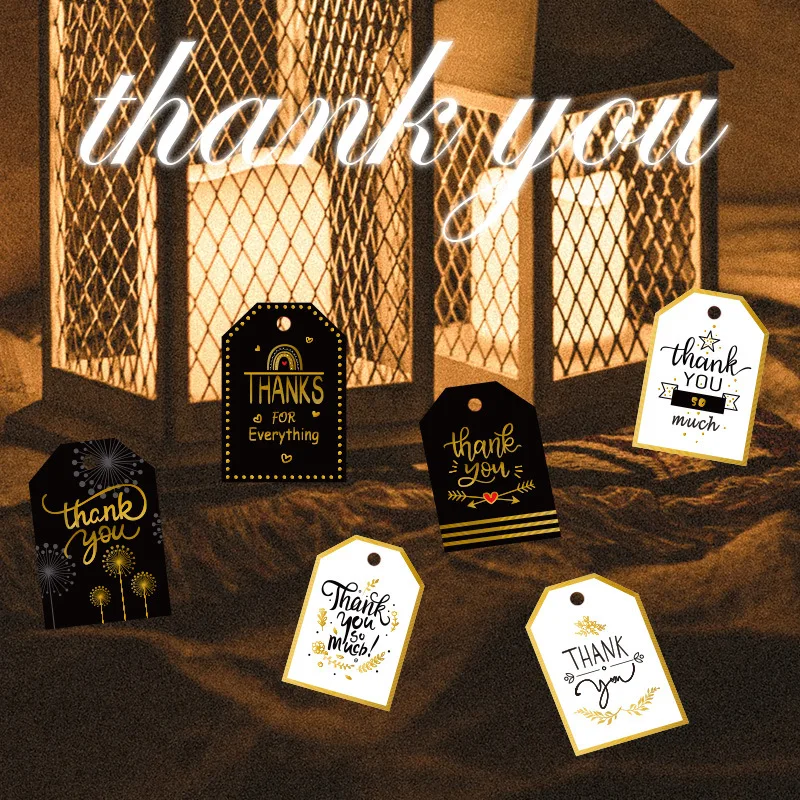 48 шт./лот Бронзирующая Подарочная бирка СПАСИБО сердце звезда цветок черная