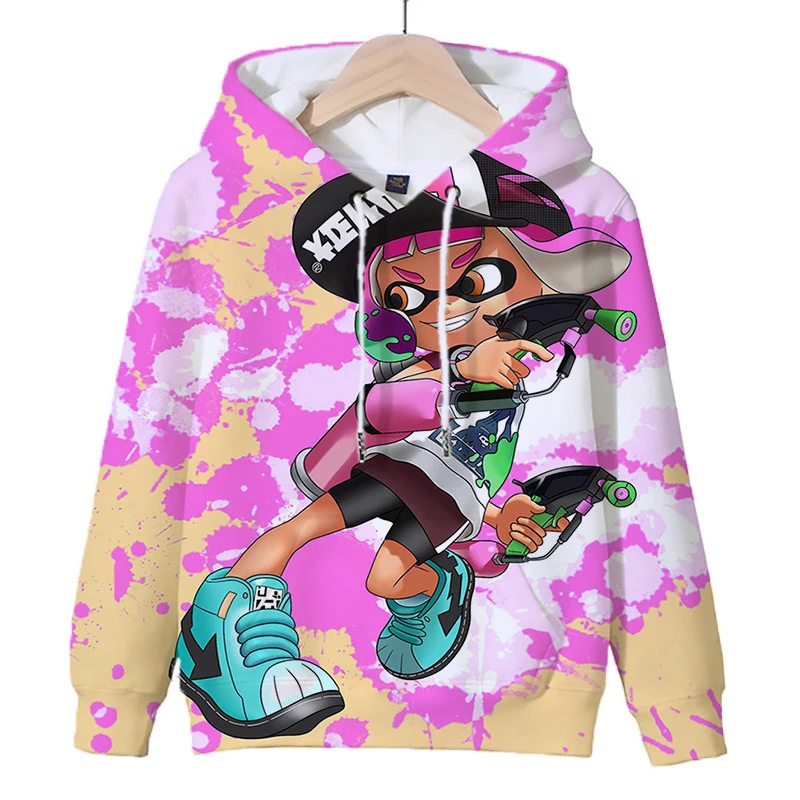 Толстовки с капюшоном 3D принтом игры Splatoon 3 толстовки для мальчиков девочек