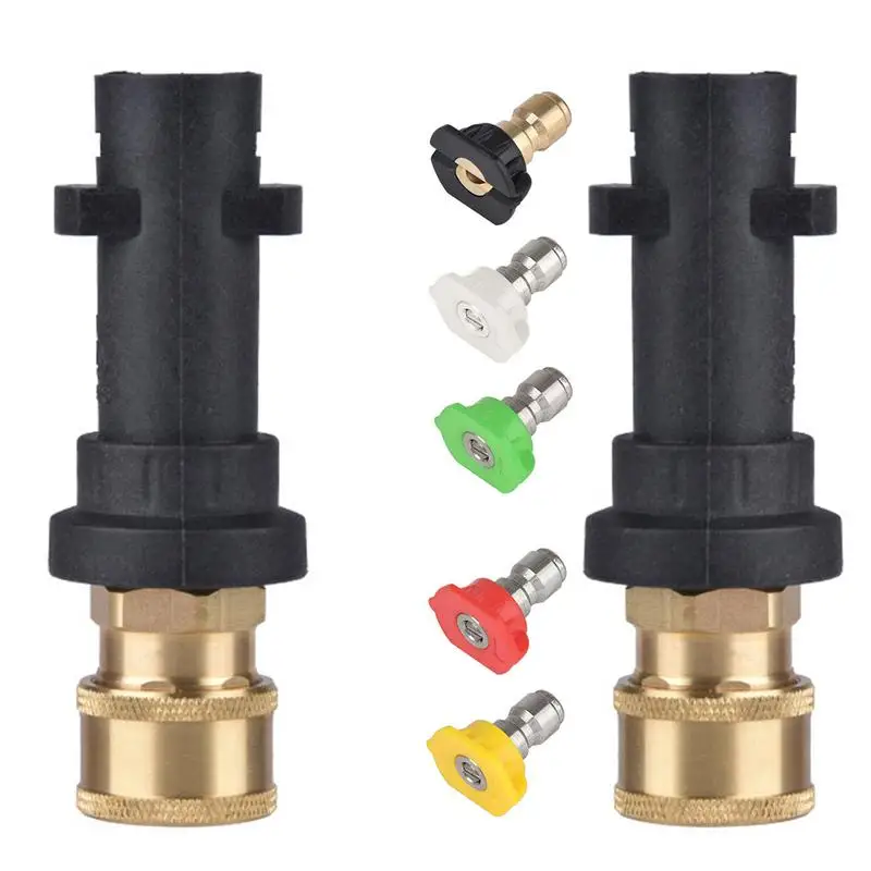 

Heavy Duty Brass Watergun Connector High-pressure Metal Conversion Connector With 5 Nozzles Cleaning Machine Accessories For