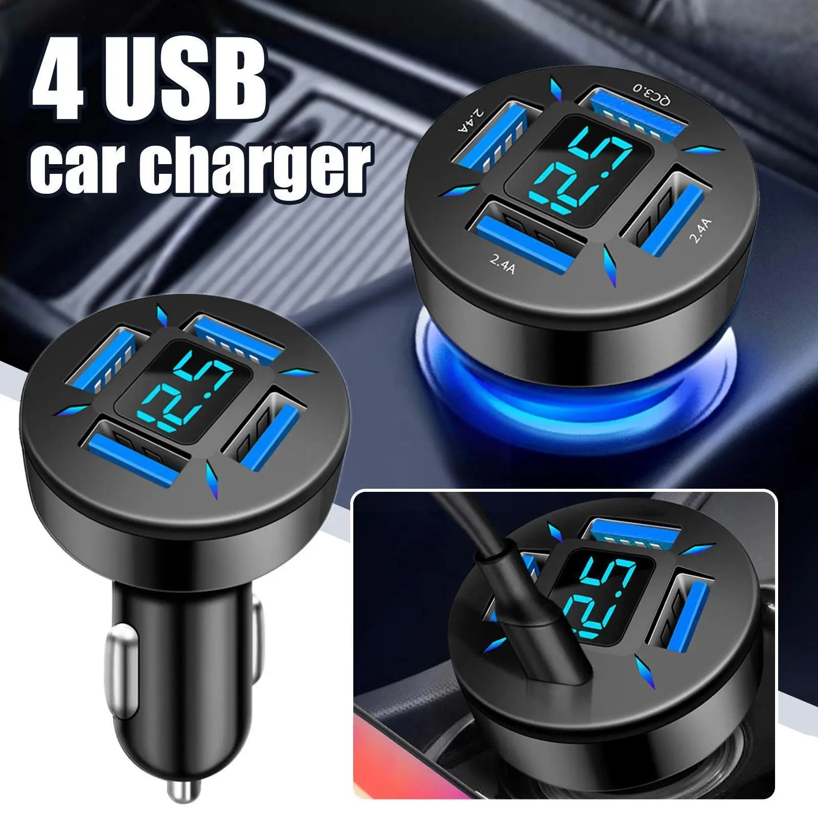 Автомобильное зарядное устройство с 4 USB-портами 66 Вт