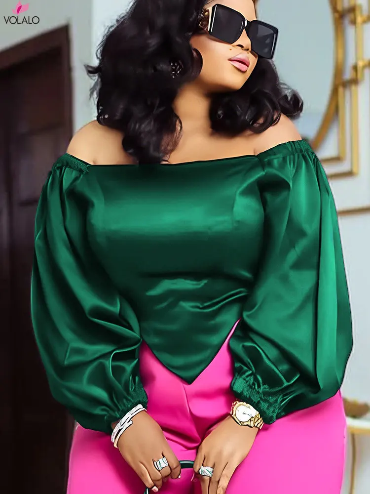 

Женская блузка с длинным рукавом-фонариком, с вырезом лодочкой