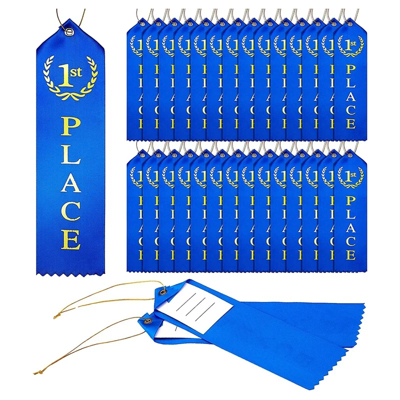 

1St Place Award Ribbon Metallic Gold Foil Print With Activity Card And String For Competitions, Sporting Events