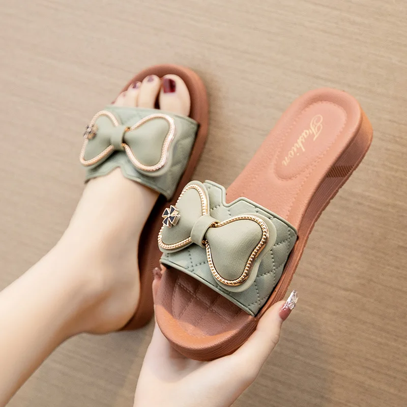 

Women Thick Sole Slippers Bow Flat Sandals Platform Outdoor Flip-flops Beach Shoes Indoor Slipper sandales femmes 2023