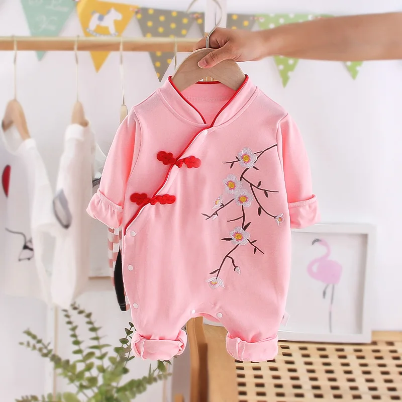Chinese Style Baby Romper Spring Autumn Newborn Overalls Jumpsuit For Kids Toddler Bodysuit New Born Baby Items Outfit