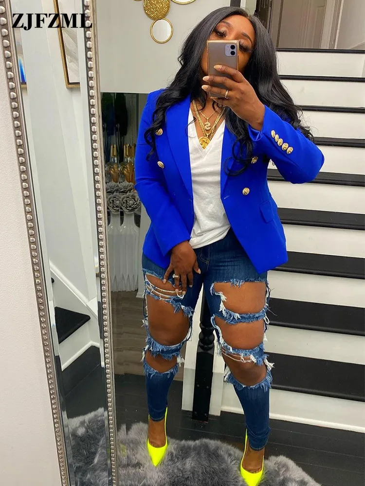 

Top Quality New Fashion 2022 Designer Blazer Jacket Women Classic Button Up Long Sleeve Workwear Formal Coat Autumn Outerwear