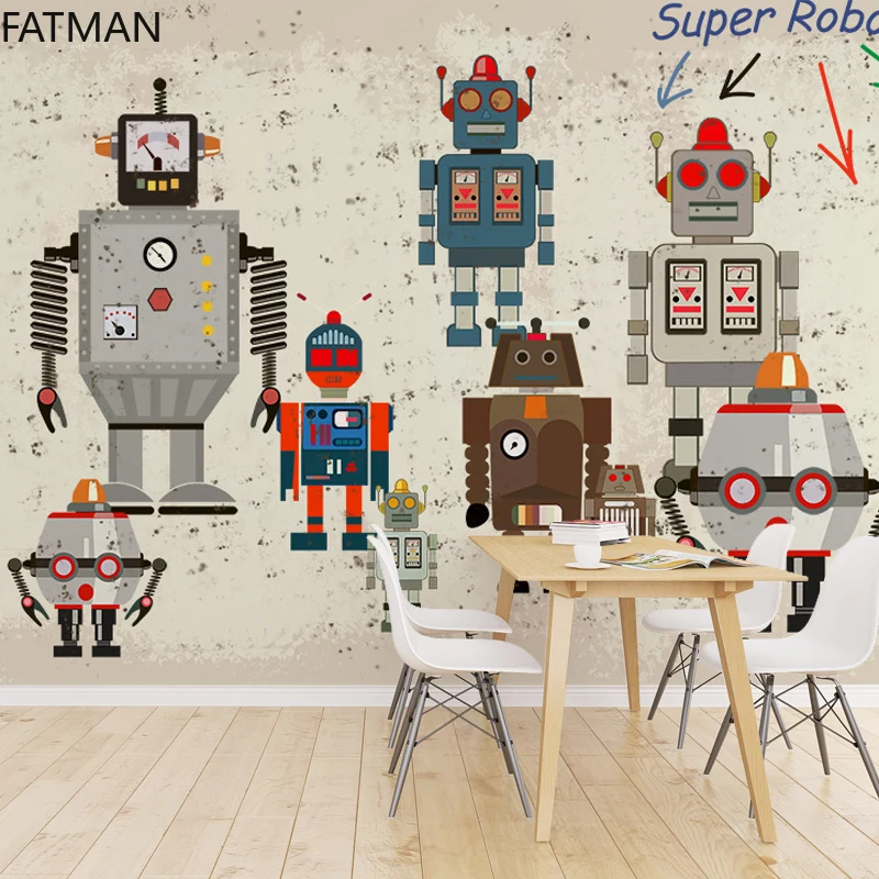 

FATMAN Custom Study Room Background 3D Wall Paper Anime Cartoon Decoration Hand-painted Robot Children Bedroom Mural Dropship