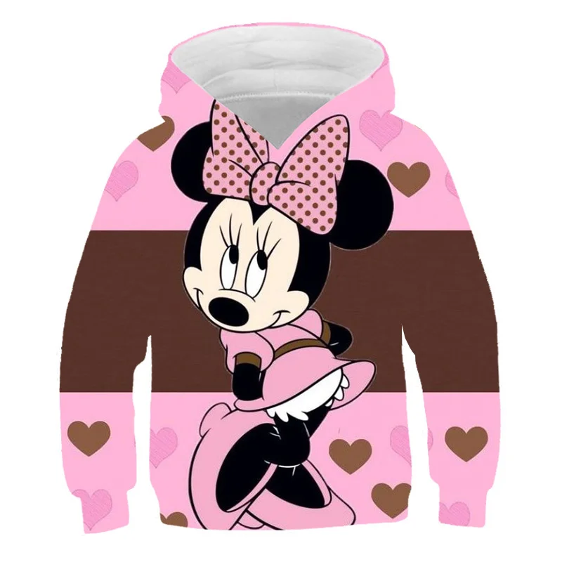 

1-14 Years Old Mickey Minnie Mouse Sweatshirts Autumn And Spring Long Sleeves Hooded Tops Clothes Girls Disney Hoodies Costumes