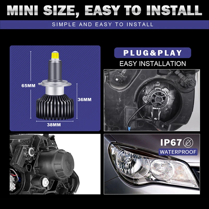 Лампы для автомобильных фар H7 светодиодный Canbus 360 HB4 H11 H4 H1 9012 HB3 9005 9006 H8 D2S D4 3000K 4300K