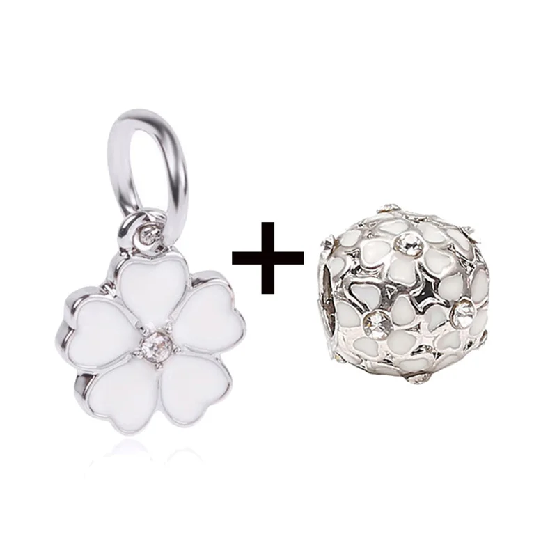 2 шт./лот 45 стилей посеребренные брендовые браслеты с белым цветком вишни