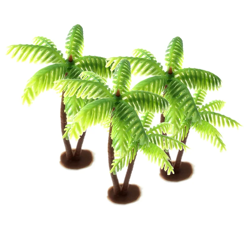 

100pcs Plastic Coconut Palm Tree Miniature Leaf Fake Plant Pots Bonsai Craft Micro Landscape Artificial Plants Para Decoration