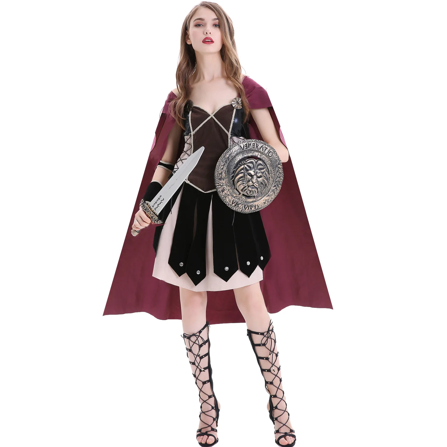 

Halloween Spartan Warrior Cosplay Costumes For Woman Carnival Role Play Party Medieval Roman Costume Theater Greek Goddess Dress