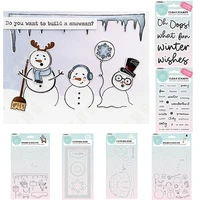 season snowman slimline hello winter penguin snowy flower dahlia cutting dies and stamps diy embossed paper card decoration mold