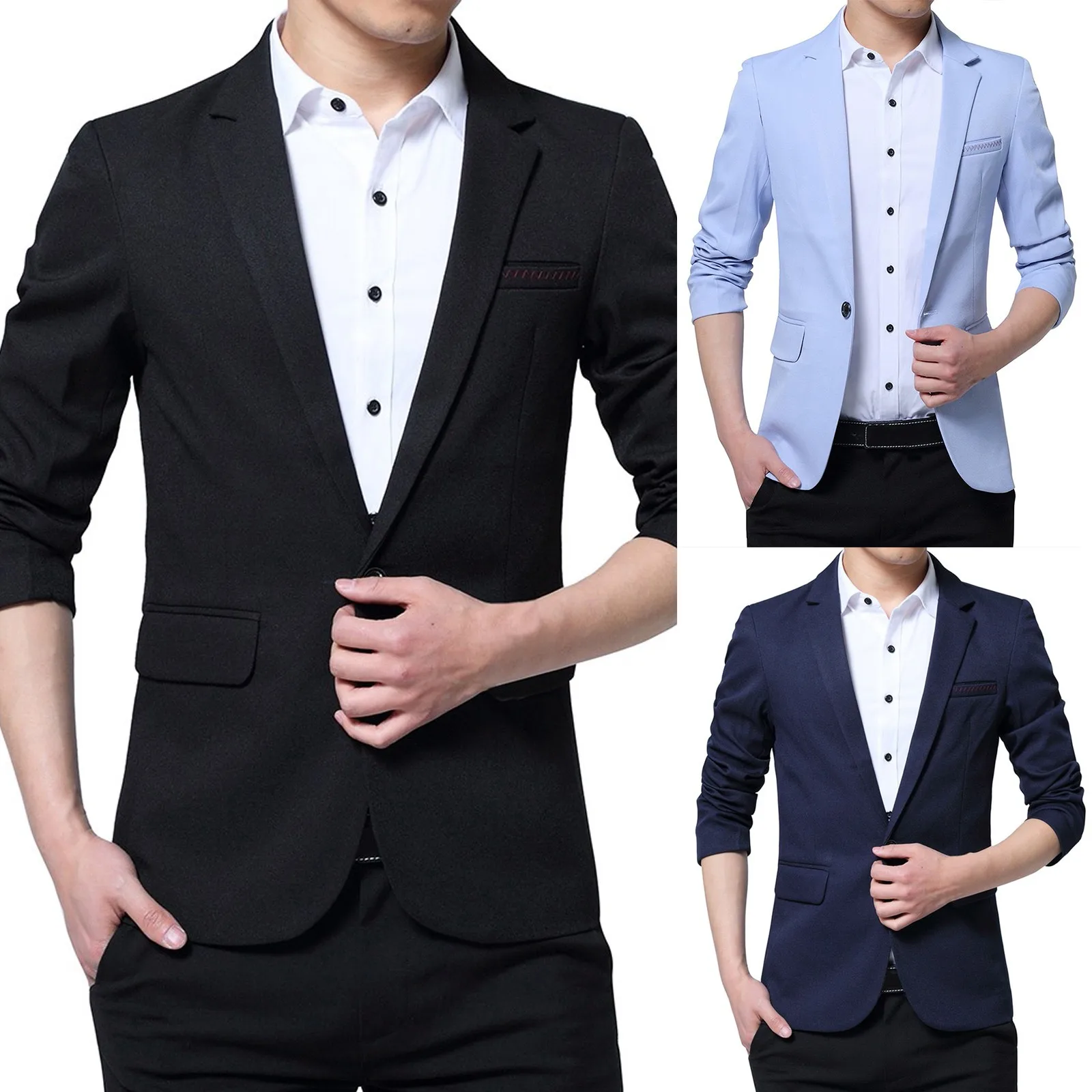 

Men's Fashion Formal Coat Jackets One Button Solid Office Suit For Self-Cultivation Business Pocket Suit men's winter jacket