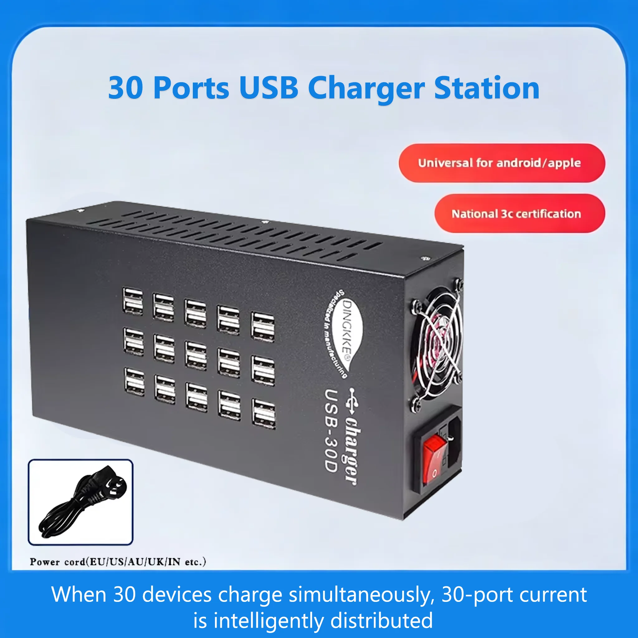 Фото Многопортовая зарядная станция USB 30-в-1 для мобильных телефонов iPhone, Samsung, Vivo, OPPO, Oneplus №1