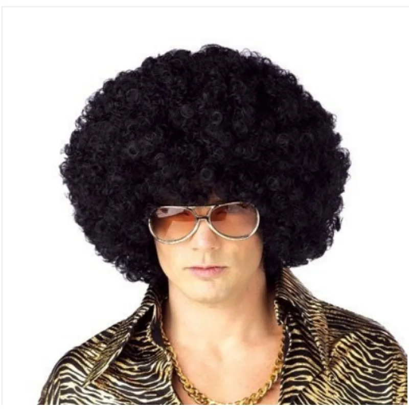 

ynthetic Wig 16"; Black Mega Jumbo Afro Clown Wig Curly Fancy Funny Fluffy 70s Disco Themed Party Costume Halloween