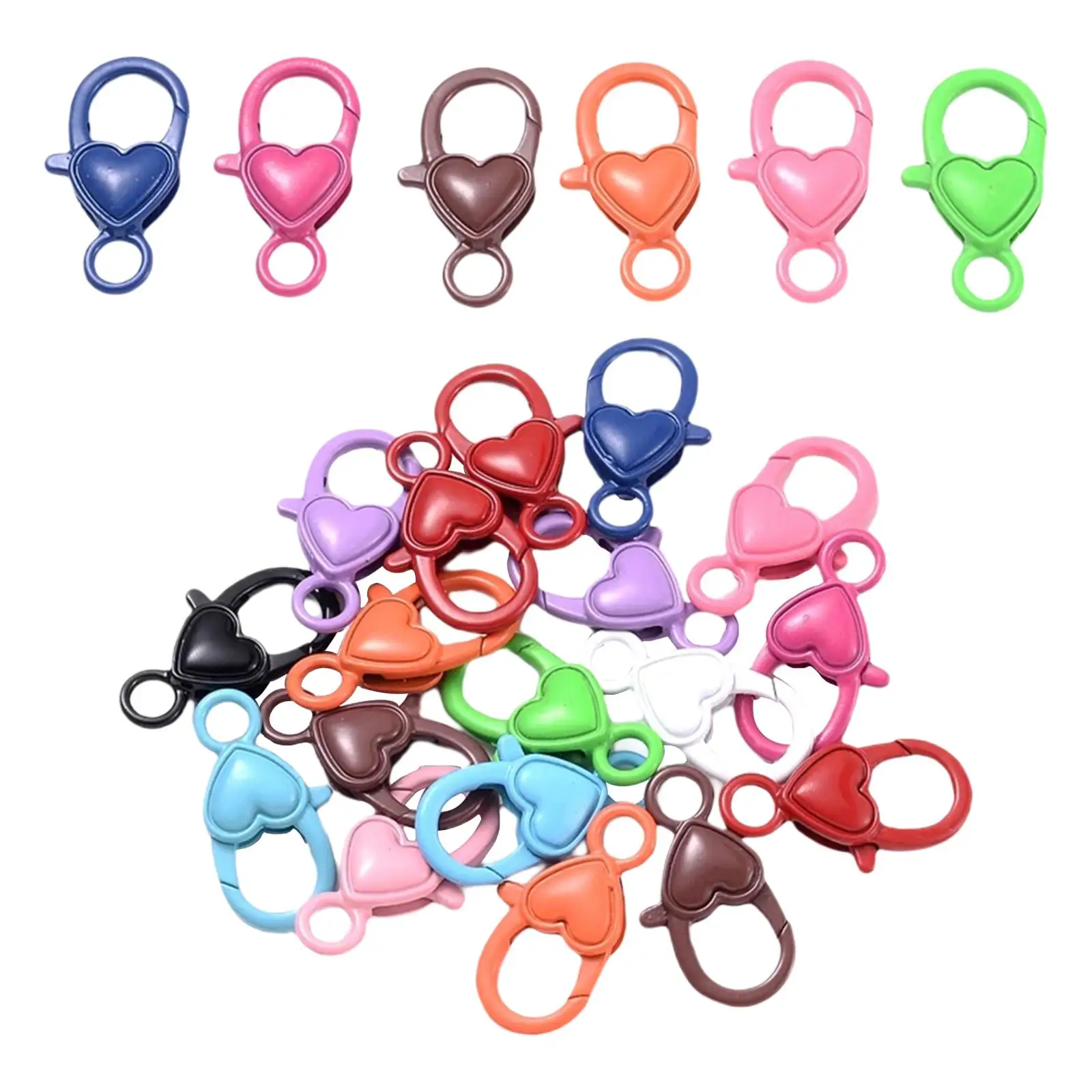 

100x красочная пластиковая застежка-карабин, кольцо для ключей, пряжка в форме сердца, брелок
