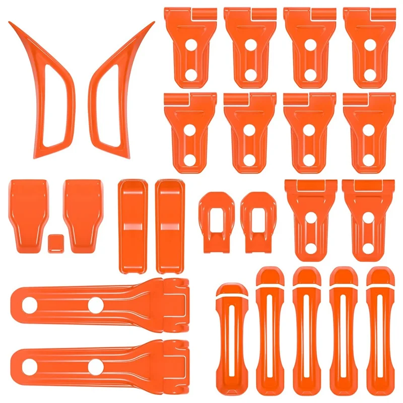 

Full Set Exterior Decoration Trim for Wrangler JL JLU 2018-2022 Door Hinge Handle Engine Hood Hinge, Orange 26PCS