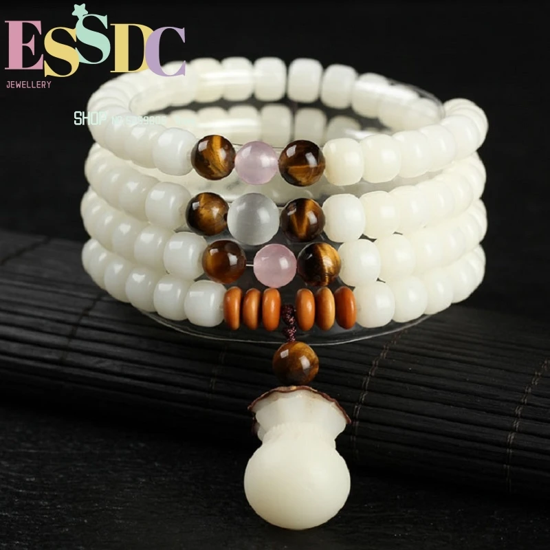 

Fashion Design Summer Women Jewelry Hainan Natural White Bodhi Root 108 Mala Hand String Beaded Tibetan Prayer Bracelet