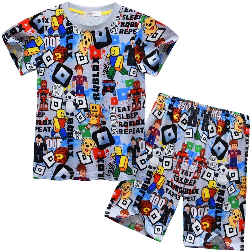 Фото Пижамный костюм с персонажами игры Roblox, аниме и мультфильмов, с коротким рукавом, домашняя одежда, подарки на день рождения №3