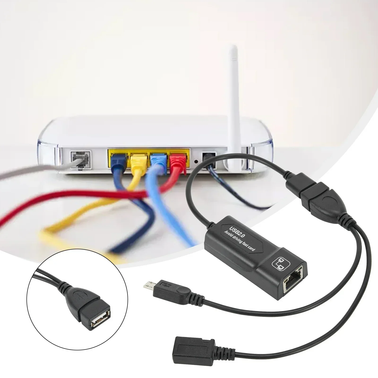 Адаптер LAN Ethernet + USB OTG-кабель Fire Stick для Amazon длина 15-20 см TVxStream USB/Micro
