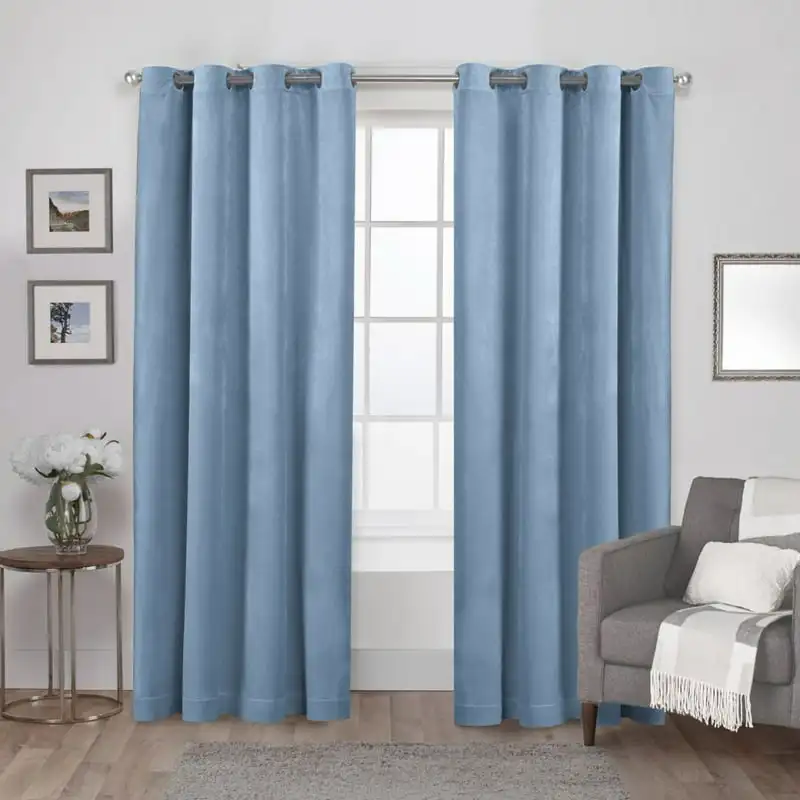 

Sleek, Stylish Heavyweight Light Filtering Slate Grommet Top Curtain Panel Pair with 54"x84" Dimension for a Modern Decor.