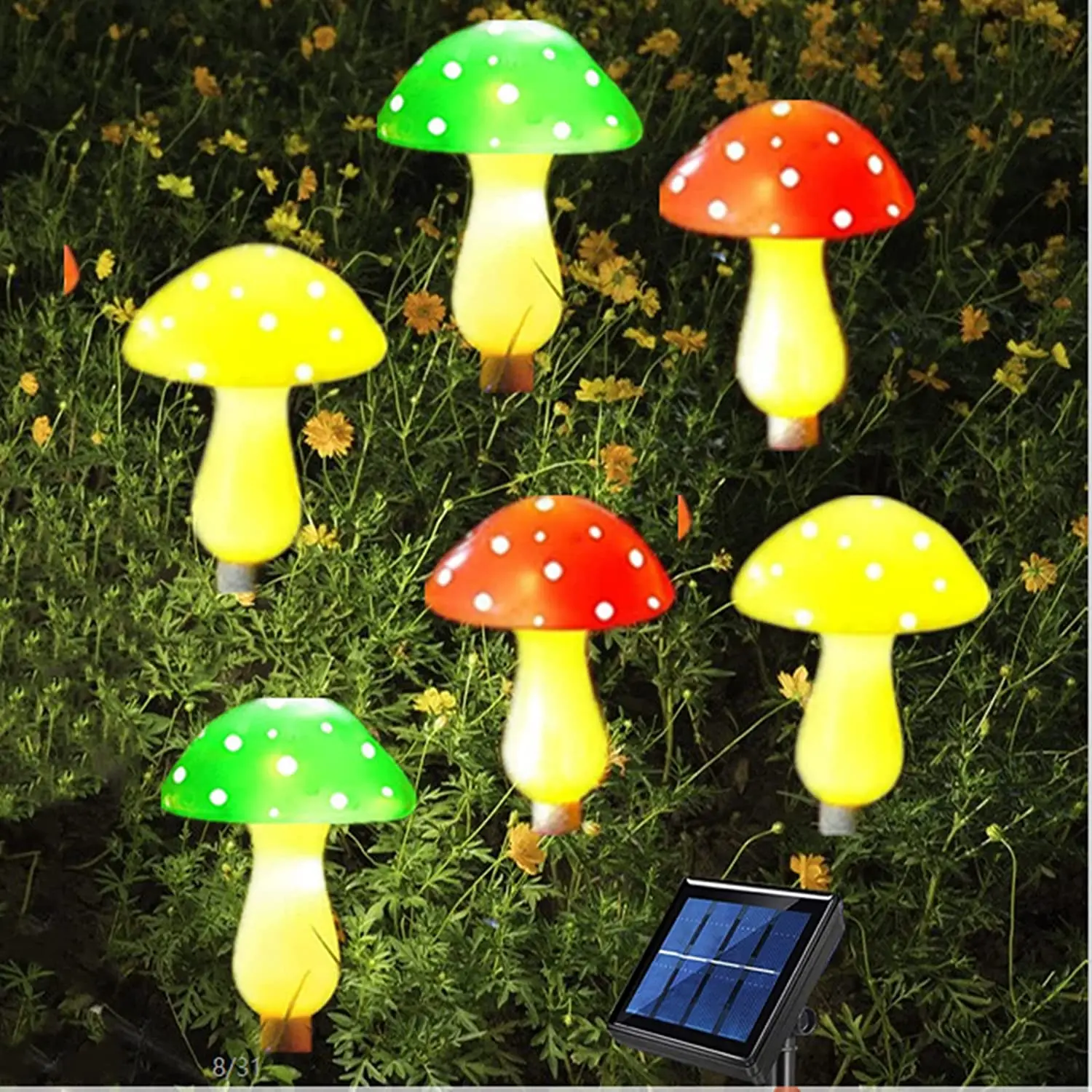 

Набор из 6 шт., цветные грибки на солнечной батарее, футов