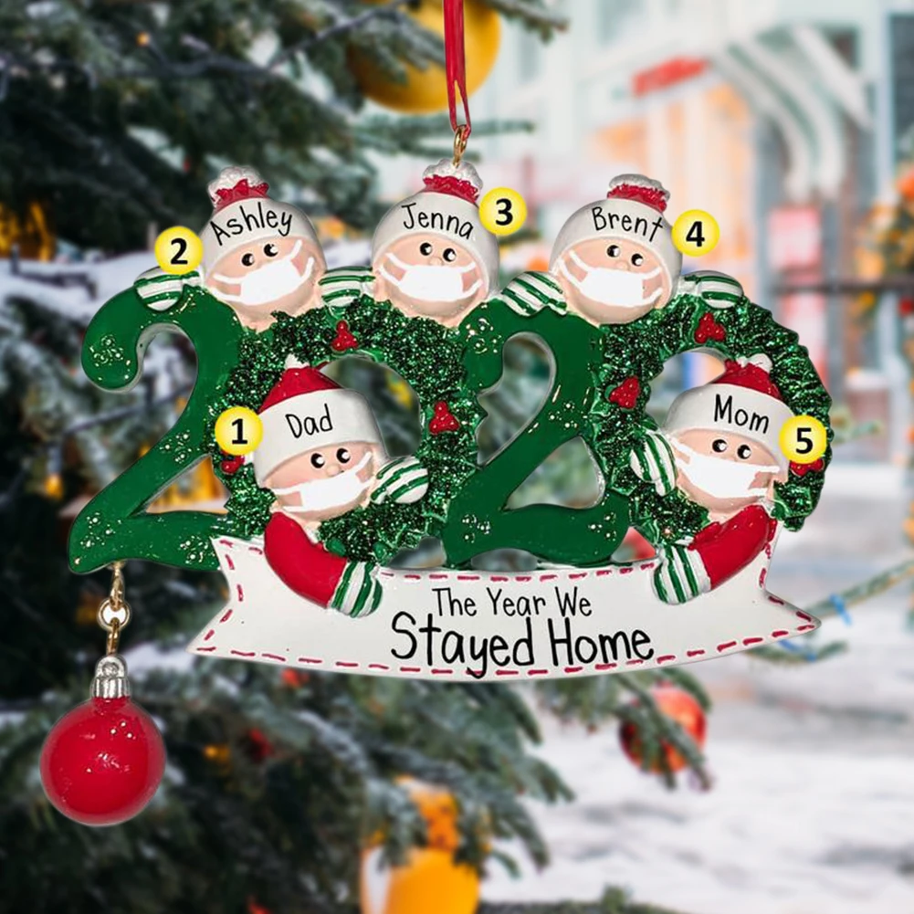 

DIY Name Blessings Christmas Ornaments Kit with Mask Customized Resin Snowman Christmas Tree Hanging Ornaments for Home