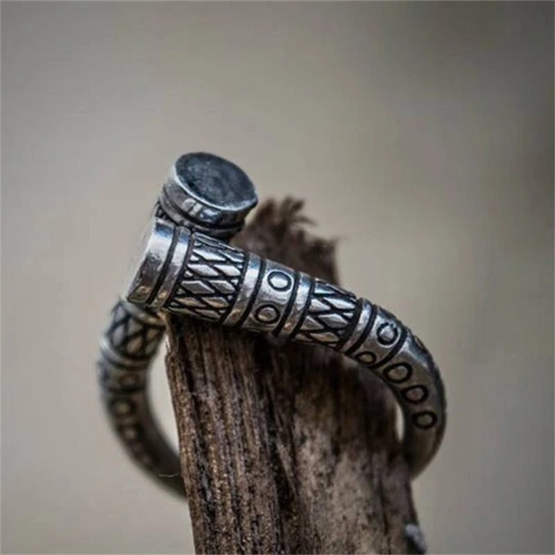

Nordic Style Viking Amulet Symbol Pattern Ring Trend Fashion Men's Women's Open Adjustable Rings Couple Anniversary Gift Jewelry