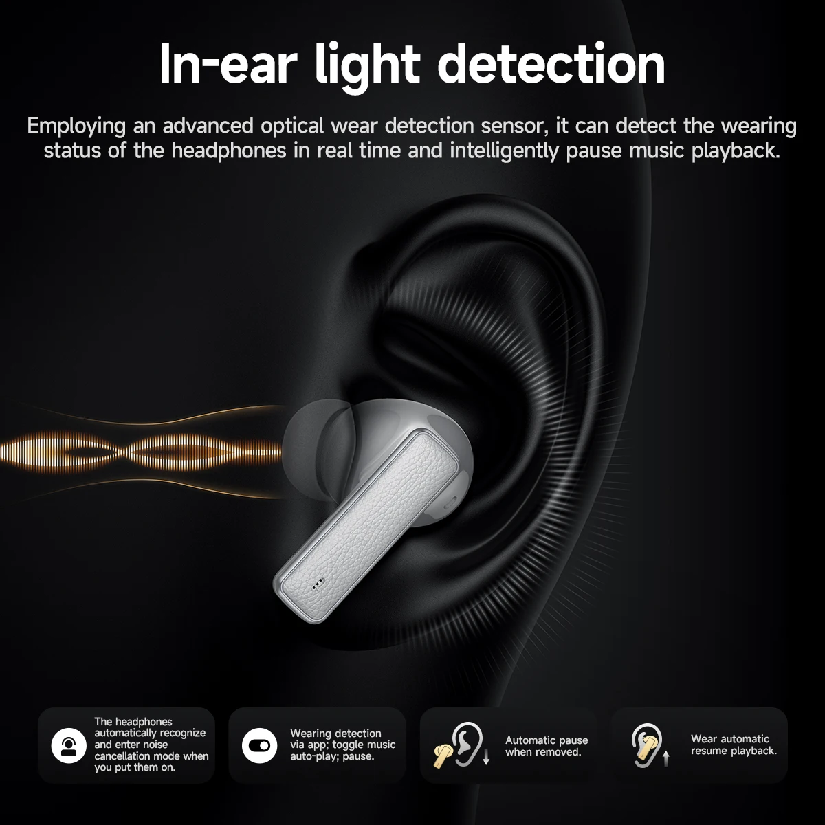 Фото Беспроводные наушники Hoco EQ35 Rhyme True Wireless с Bluetooth 5.4, ANC, ENC, адаптивной шумоподавляцией в реальном времени, 6 микрофонами и звуком высокого разрешения. №5