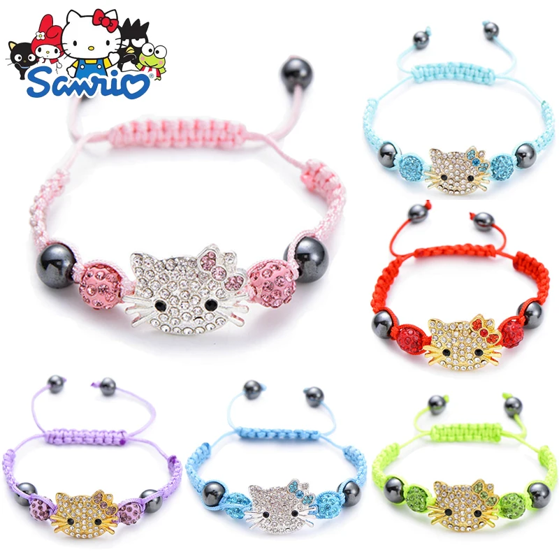 Милый модный плетеный браслет Sanrio с героями мультфильмов Hello Kitty красочные