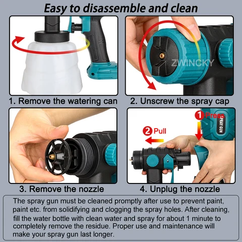 Аккумуляторный распылитель краски BSIDE 200 Вт для Makita/Dewalt/Milwaukee/Bosch/Ryobi 18 В