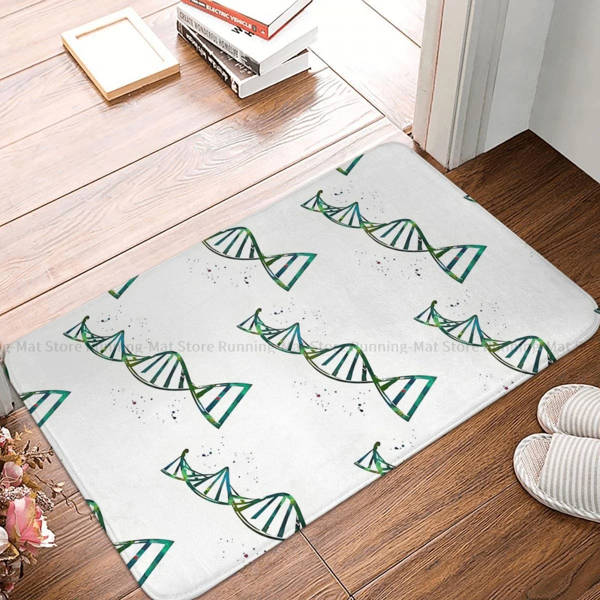 

DNA Genetics Non-slip Doormat Double Helix Spiral Structure Living Room Bedroom Mat Welcome Carpet Flannel Pattern Decor