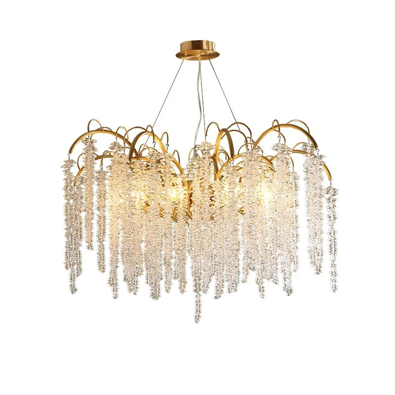 

luxury D800mm golden living room dining room crystal tassel chandelier