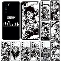 silicone phone case for huawei p30 p40 p20 p10 lite p50 pro p smart z 2019 soft back cover one piece black and white anime coque