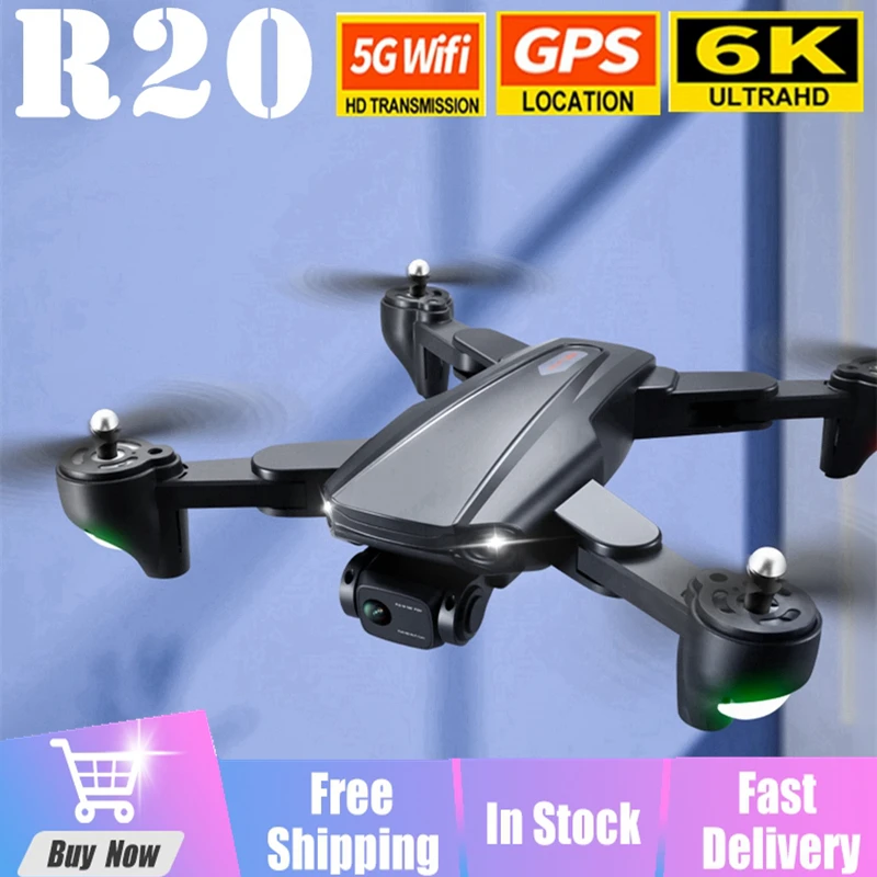 

2023 NEW R20 Drone 5G WiFi GPS 6K HD Professional Dron Optical Flow Foldable Aerial Photography FPV Quadcopter RC Plane Toys