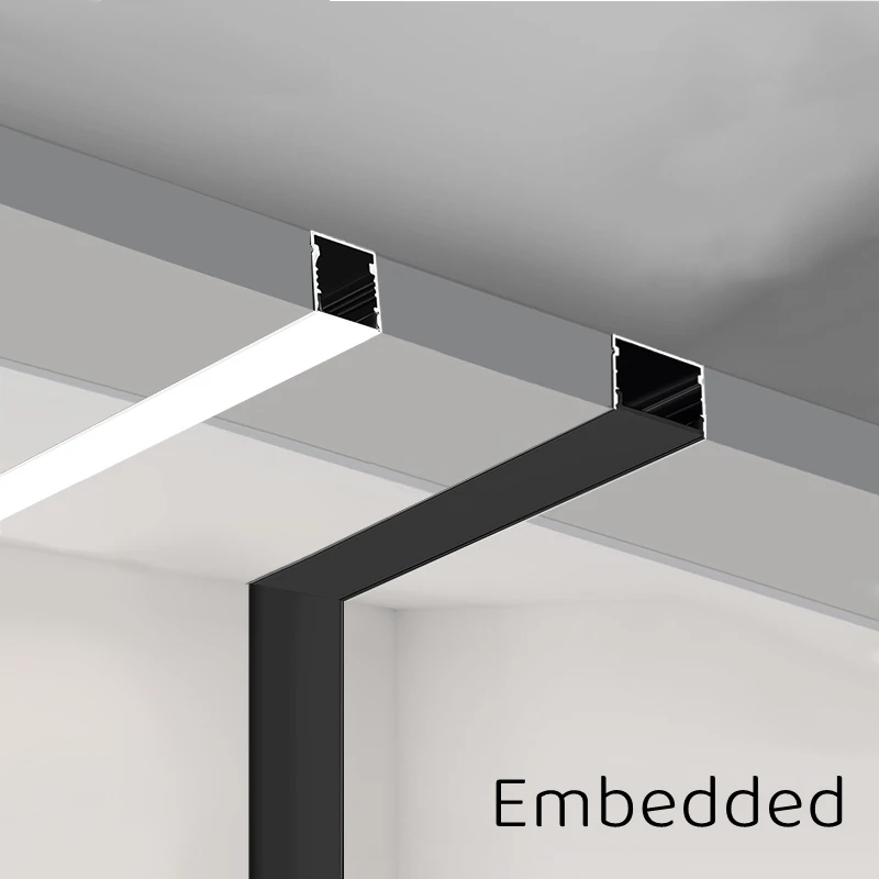 1mpcs vuyw style led aluminum profile recessed linear channel with blackmilky cover holder corner home decor bar strip light free global shipping