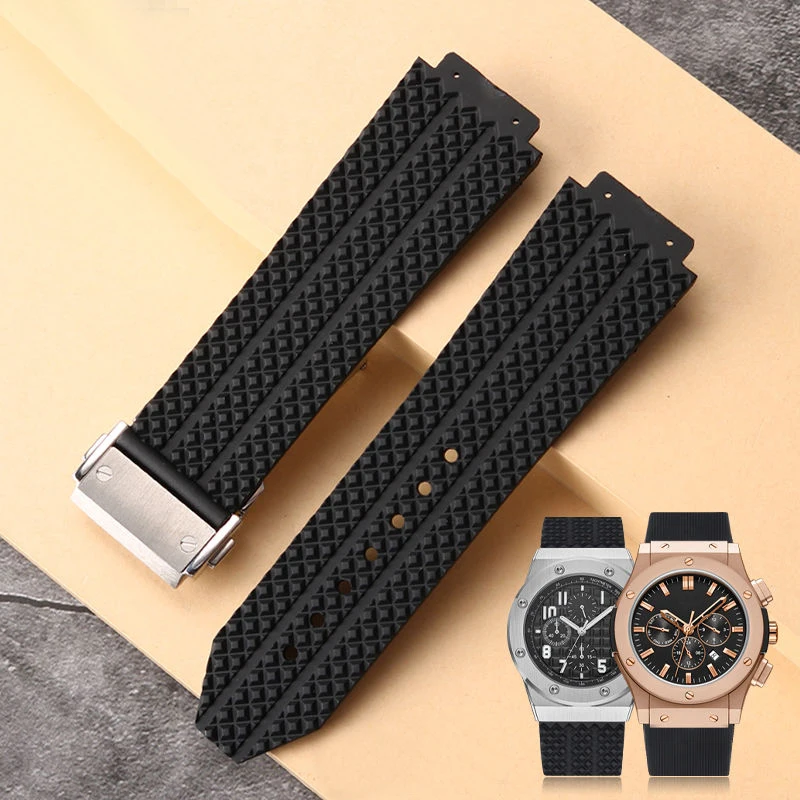 

Watch Strap For HUBLOT BIG BANG Rubber 26mm*19mm 25mm*17mm Waterproof Men Watchband Black Watch silicone Watch Bracelet Chain