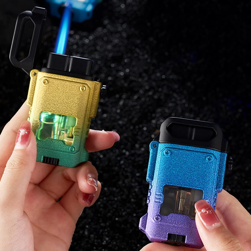 

Металлическая прозрачная струйная горелка, турбо-газовая зажигалка, необычная оптовая продажа, креативные ветрозащитные аксессуары для му...