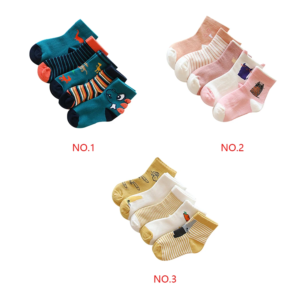 

5 пар, Детские хлопковые носки с мультяшным принтом